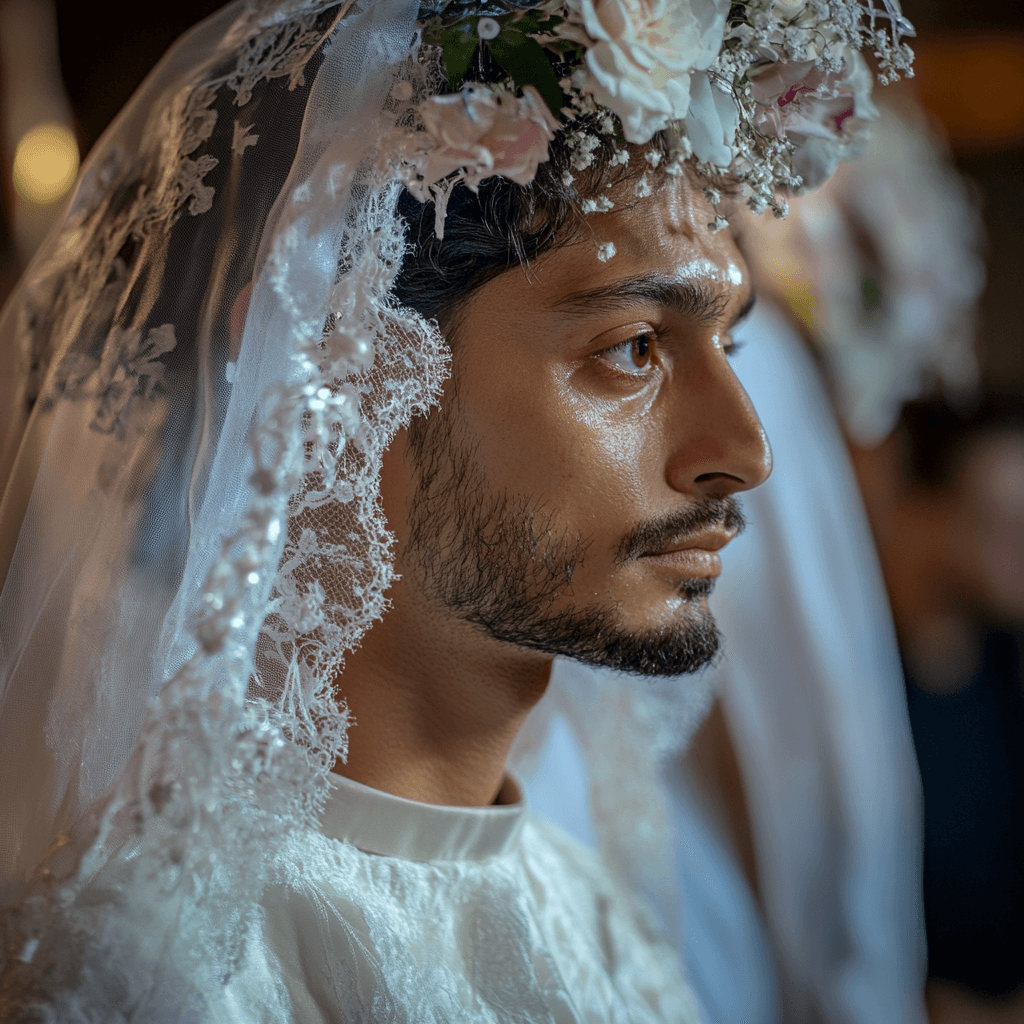 Man dressed as a bride | Source: Midjourney