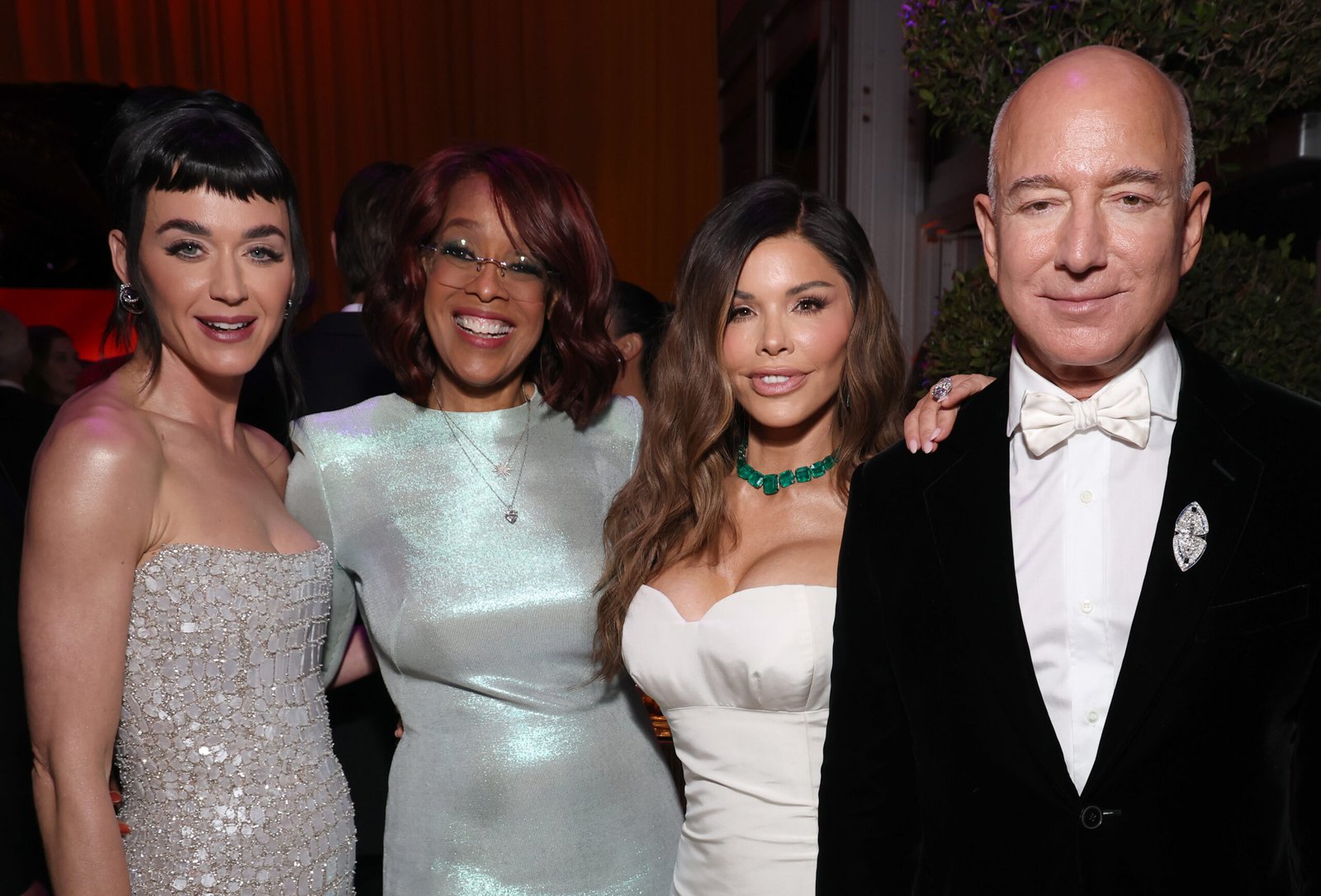 Katy Perry, Gayle King, Lauren Sánchez, and Jeff Bezos on March 2, 2025, in Beverly Hills, California. | Source: Getty Images