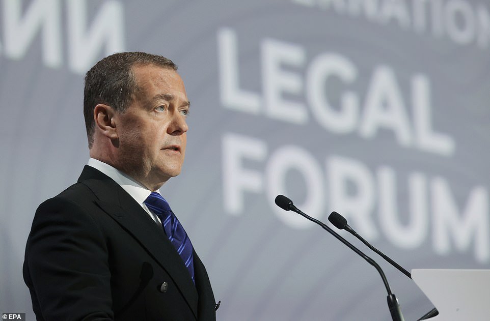 Medvedev (pictured), who has served as President of Russia from 2008 to 2012, further stated that 'Iran's political regime has survived - and in all likelihood, has come out even stronger'. He continued to claim that Iranians are 'rallying around the country's spiritual leadership, including those who were previously indifferent or opposed to it'. His anti-US and pro-Iran social media rant was posted in English and broken down into ten points - gathering more than three million views.
